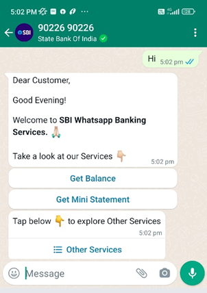 Check SBI Bank Balance on WhatsApp